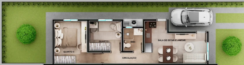Planta casa 2 quartos